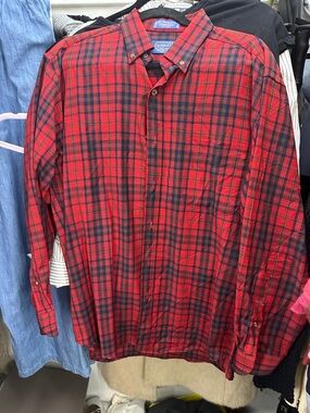 Pendleton 100% Wool Red and Black Plaid Button-Down Shirt